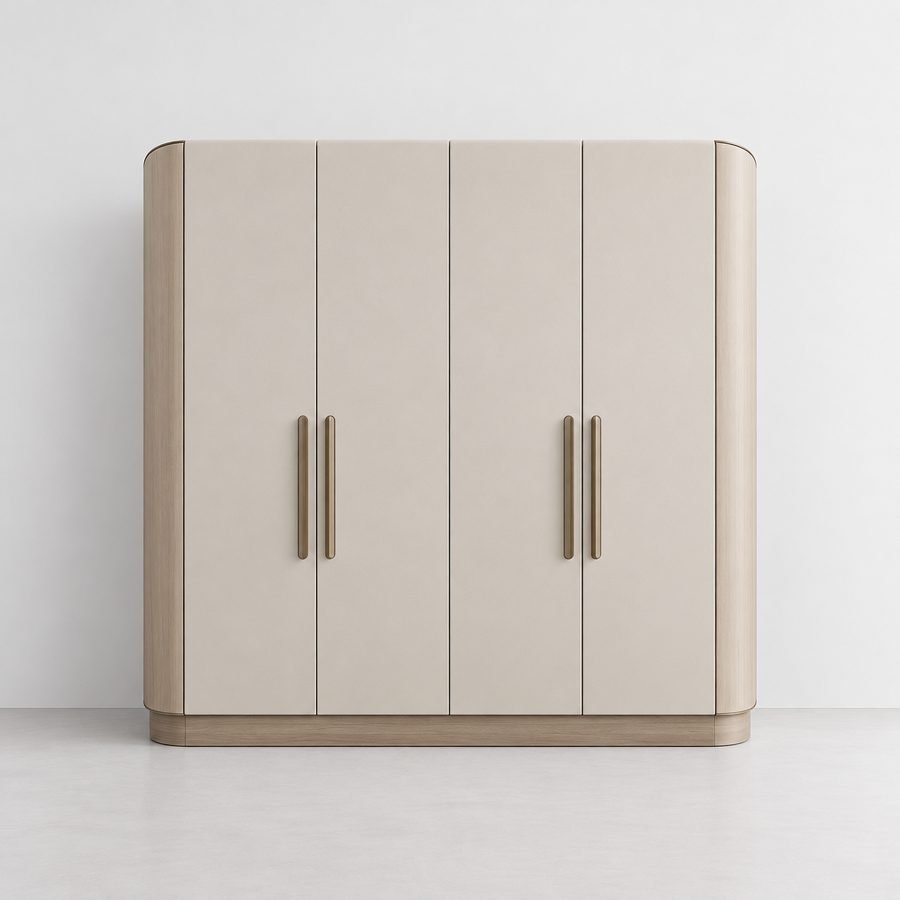 Cream two-door wardrobe